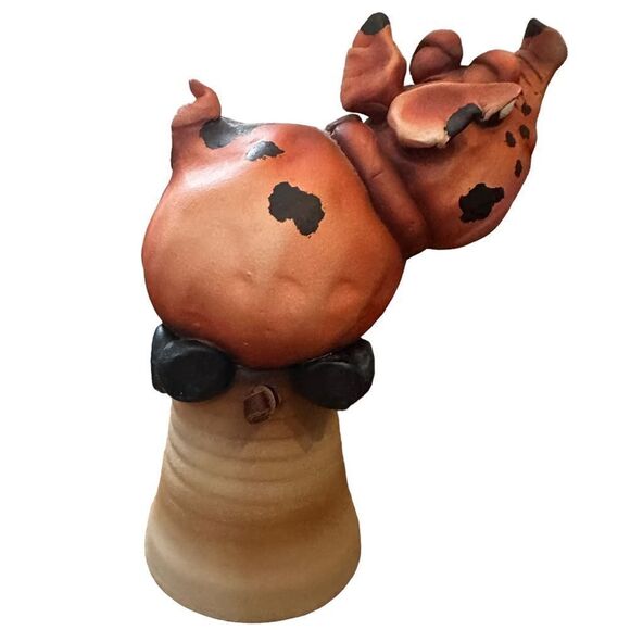 Todd Warner PIG HOG Farm Animal Art Bell Sculpture Hand Signed FOLK ART CERAMIC - Picture 2 of 7